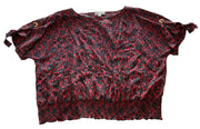 Women’s Michael Kors Red Black Lace Pattern Blouse