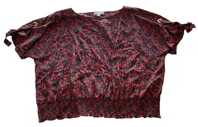 Women’s Michael Kors Red Black Lace Pattern Blouse