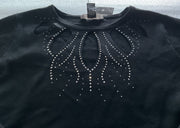Ashley Stewart Black Cut Out Studded Sweater Size 22/24