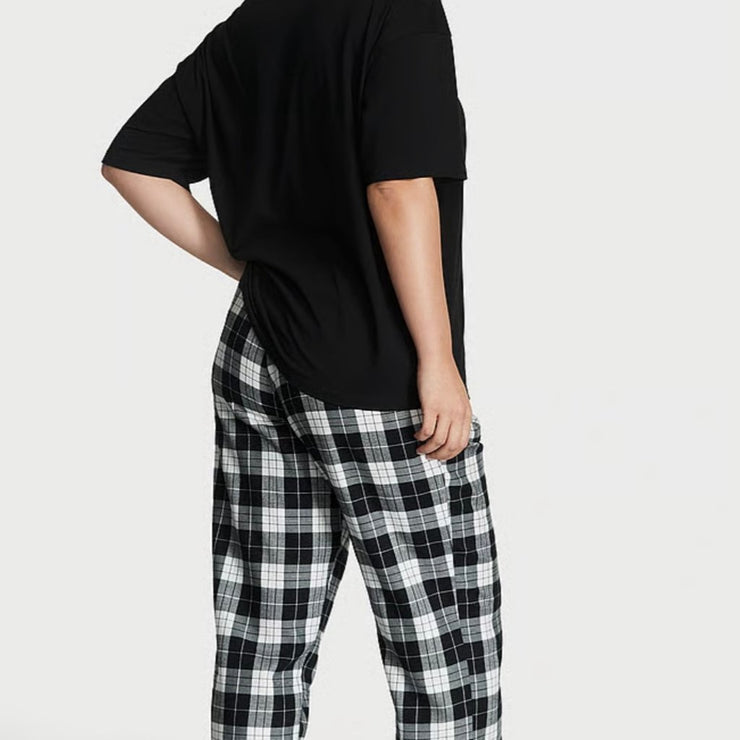 Victoria's Secret Black and White Flannel Tee Jama