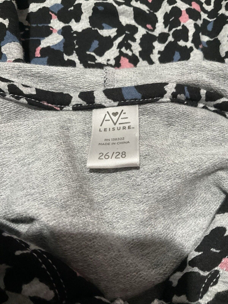 Avenue Leisure Blue Pink Leopard Grey Jacket Size 26/28