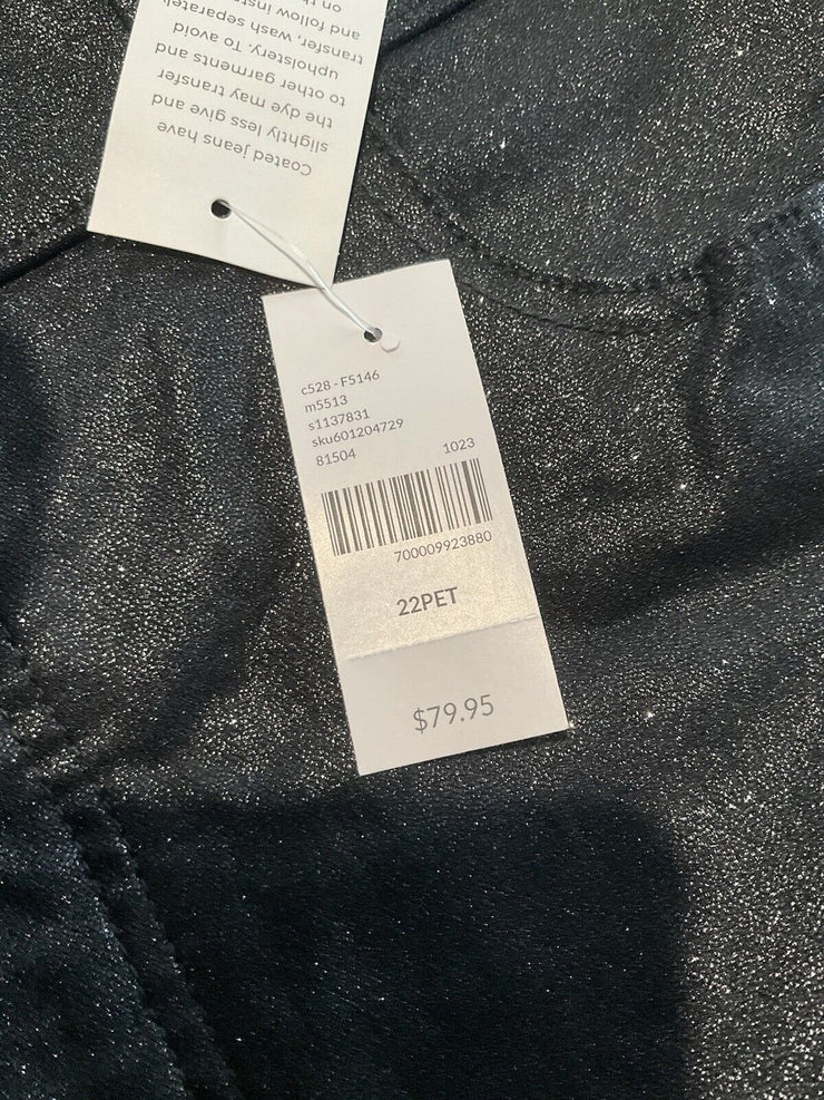 Lane Bryant Black Glitter Jeans Size 22 PETITE