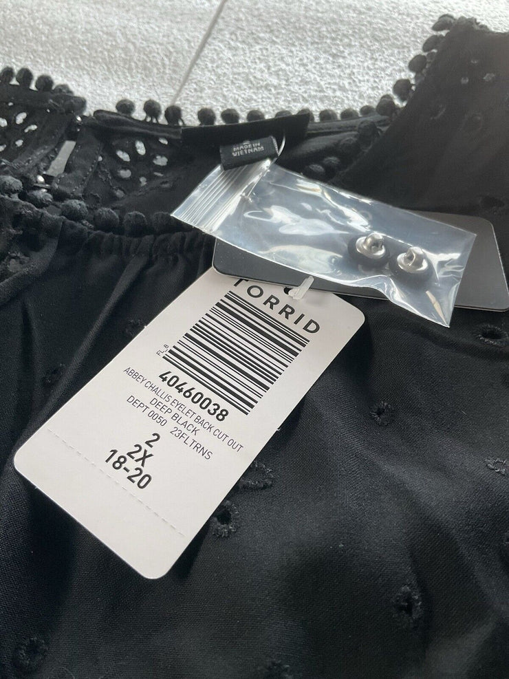 Torrid Black Abbey Challis Eyelet Back Cut Out Size 2X