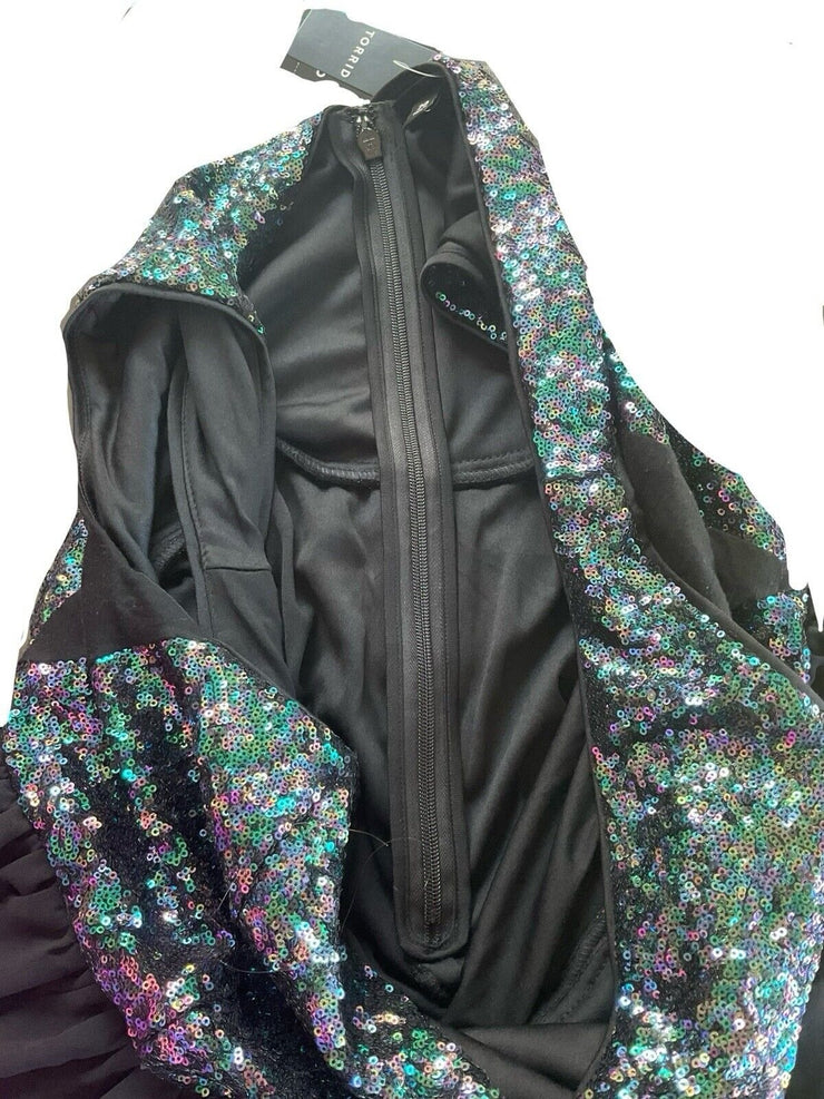 Torrid Blue Purple Sequin Black Dress Size 20