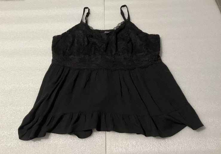 Torrid Babydoll Crinkle Gauze Lace Black Tank Top Size 2X