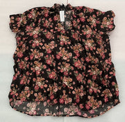 Lane Bryant Brown Pink Orange Floral Short Sleeve Top Size 22/24