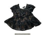 Torrid Black Nude Babydoll Lace Tiered Short Sleeve Top Size 2X