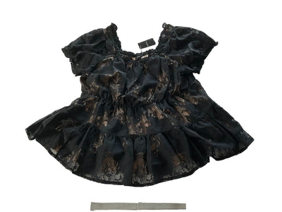 Torrid Black Nude Babydoll Lace Tiered Short Sleeve Top Size 2X