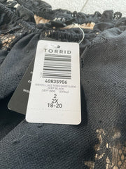 Torrid Black Nude Babydoll Lace Tiered Short Sleeve Top Size 2X
