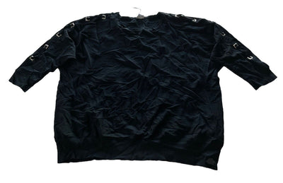 Avenue Black Silver Metal Square Sleeve Sweatshirt Size 26/28