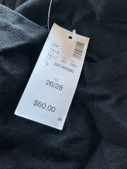 Avenue Black Silver Metal Square Sleeve Sweatshirt Size 26/28