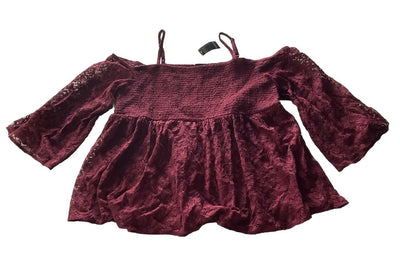 Torrid Burgundy Zinfandel Lace Cold Shoulder Top Size 3X
