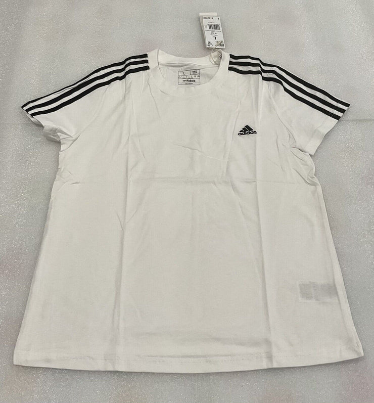 Adidas Women’s 3 Stripe Slim White Tee Size L