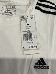 Adidas Women’s 3 Stripe Slim White Tee Size L