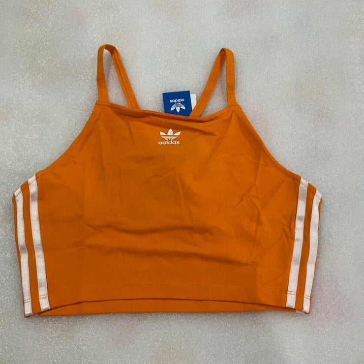 Adidas Women's 3 Stripe Orange Crop Top Size M L XL