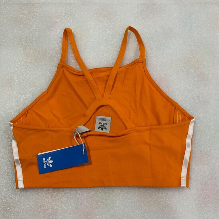 Adidas Women's 3 Stripe Orange Crop Top Size M L XL