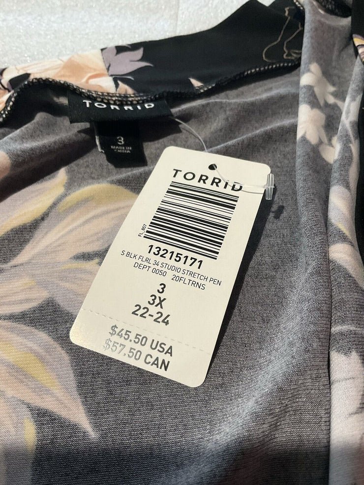 Torrid Black Floral 34 Studio Stretch Kimono Size 3X