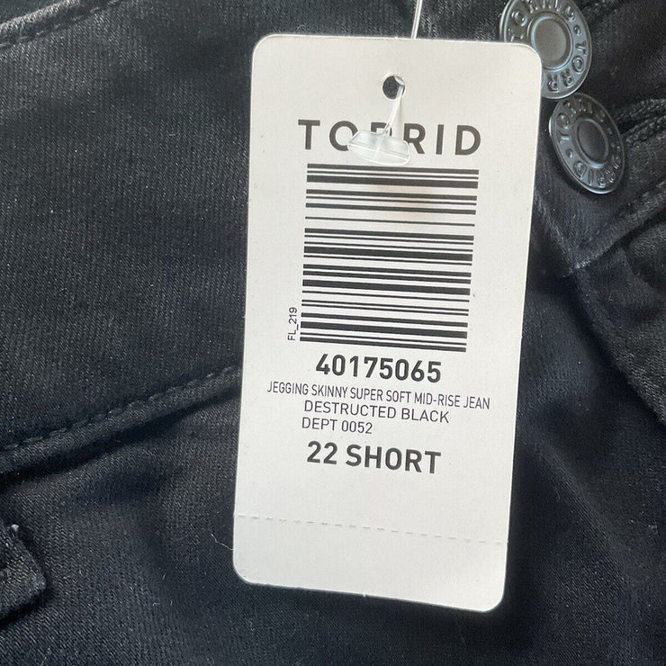 Torrid Mid-Rise Black Ripped Jegging Size 22 SHORT