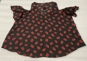 Torrid Black Red Lip Cold Shoulder Top Size 2X
