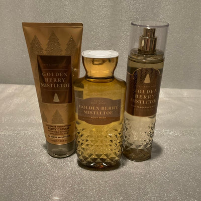 Bath and Body Works Golden Berry Mistletoe Set