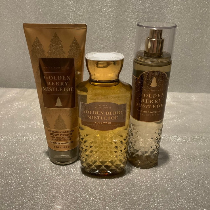 Bath and Body Works Golden Berry Mistletoe Set