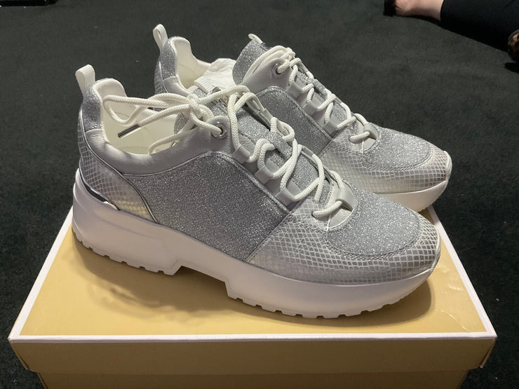 Micheal Kors Silver and Whote Cosmo Sneakers