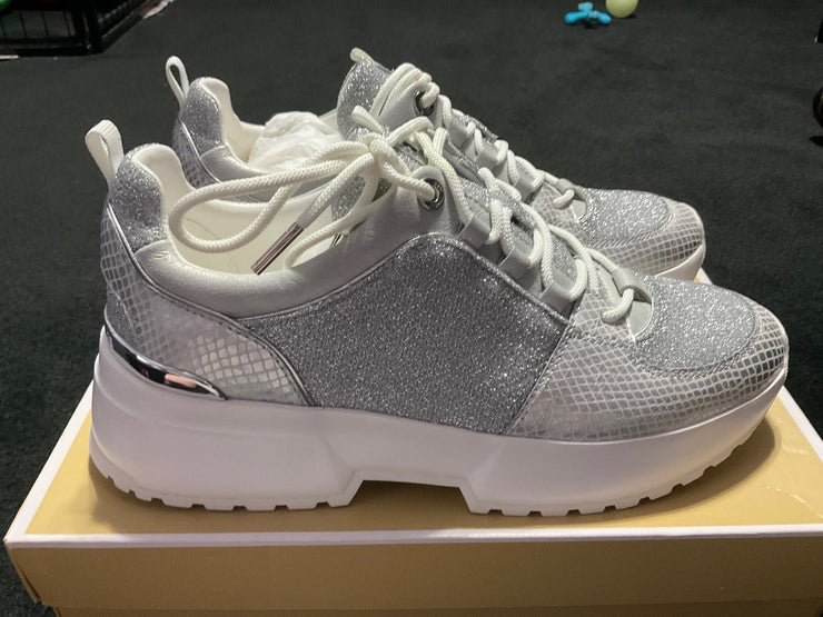 Micheal Kors Silver and Whote Cosmo Sneakers