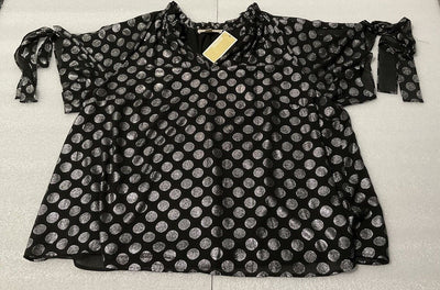 Women’s Michael Kors Silver Circle Open Shoulder Black Blouse Size 2X