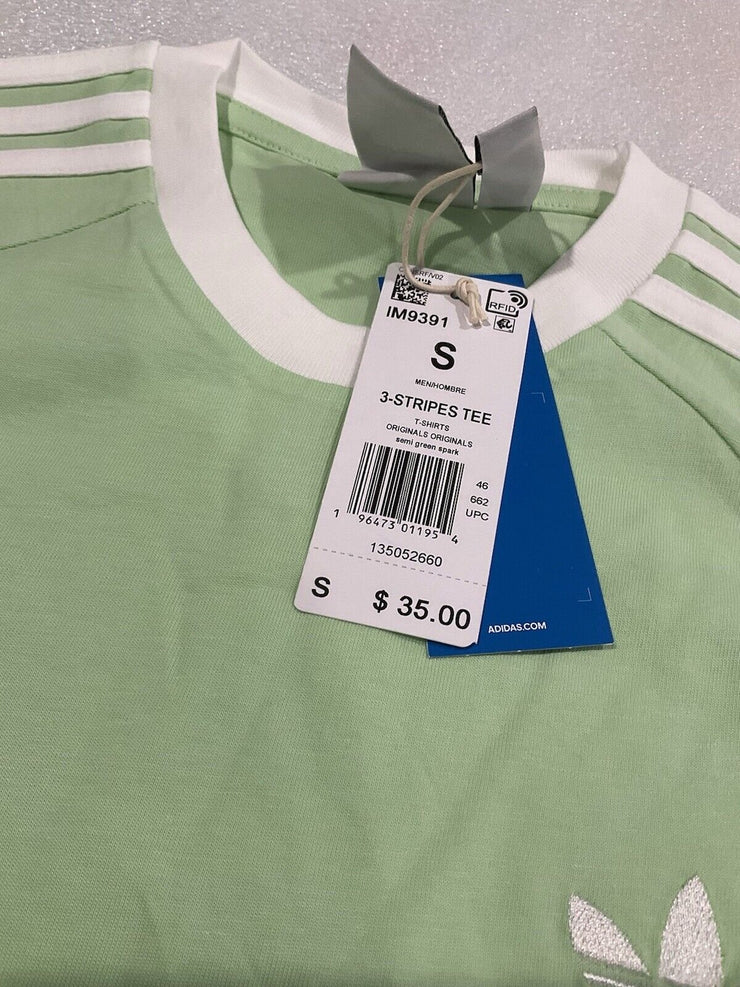 Adidas Men’s 3 Stripe Adicolor Green Tee Size S