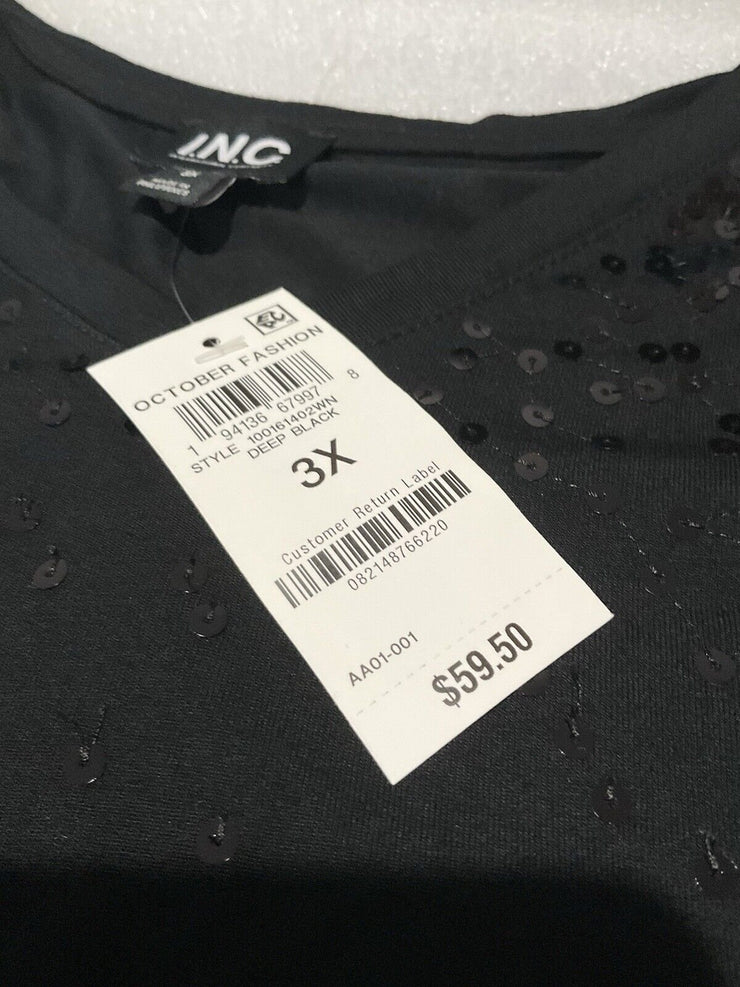 Women’s INC Black Sequin T-Shirts Size 3X
