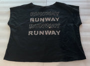 Ashley Stewart Sport Silver Studded Black Runway Shirt Size 22/24