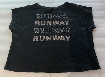 Ashley Stewart Sport Silver Studded Black Runway Shirt Size 22/24