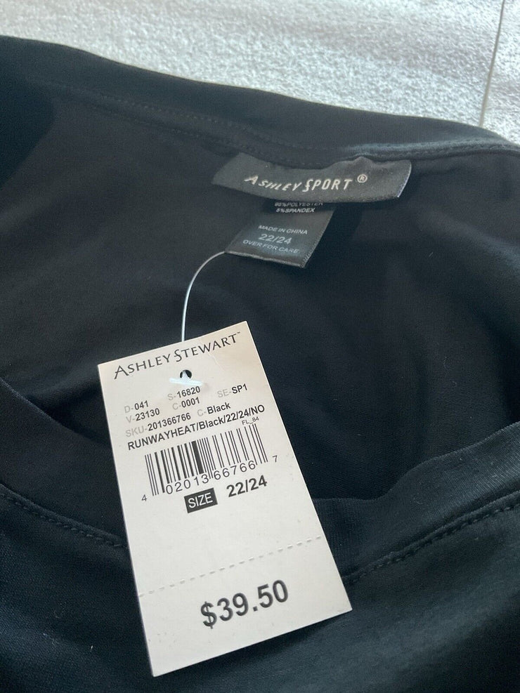 Ashley Stewart Sport Silver Studded Black Runway Shirt Size 22/24