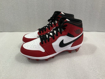 Men’s Nike Jordan 1 Mid TD Cleats Red Black White Size 10.5