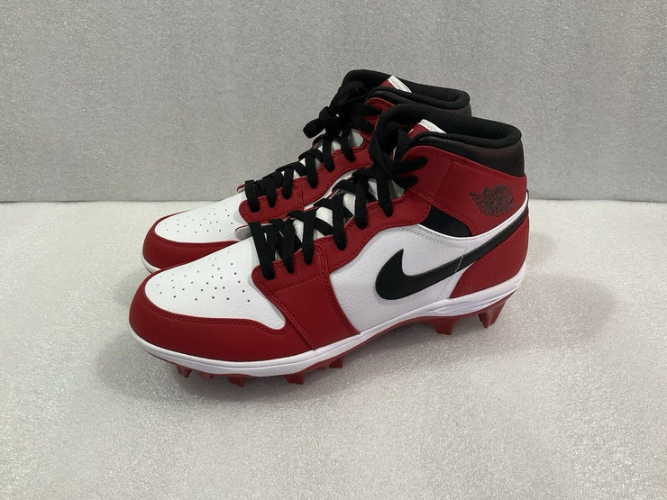 Men’s Nike Jordan 1 Mid TD Cleats Red Black White Size 10.5