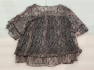 NY Collection Women’s Pink Black White Leopard Shirt