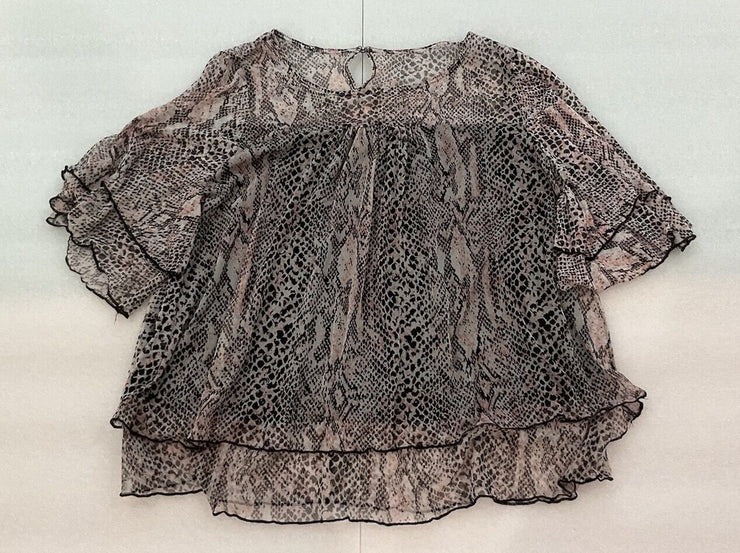NY Collection Women’s Pink Black White Leopard Shirt