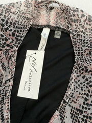 NY Collection Women’s Pink Black White Leopard Shirt