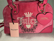 Juicy Couture Pink Velvet Free Love Heritage Bowler Crossbody Purse