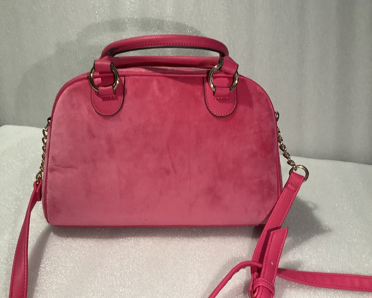 Juicy Couture Pink Velvet Free Love Heritage Bowler Crossbody Purse