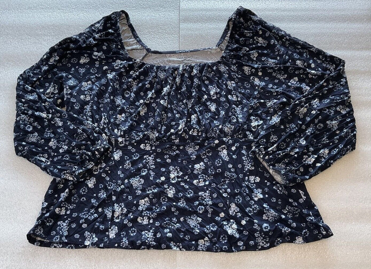 Lane Bryant Navy Blue Floral Off Shoulder Top Size 26/28