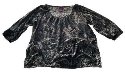 Women’s Beverly Drive Black Brown Shirt w/ Beads Size 20-22W