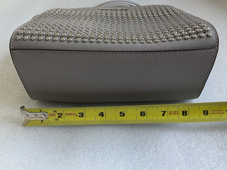 Michael Kors Grey Silver Selma Stud Medium Messenger Bag