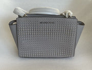 Michael Kors Grey Silver Selma Stud Medium Messenger Bag