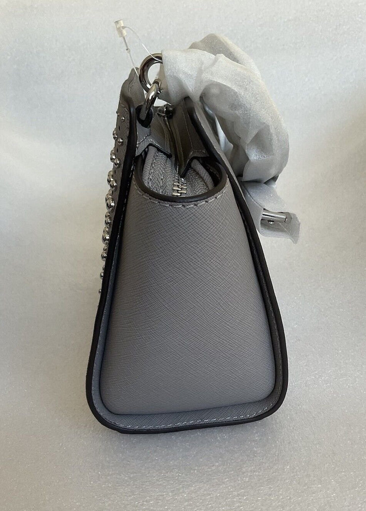 Michael Kors Grey Silver Selma Stud Medium Messenger Bag