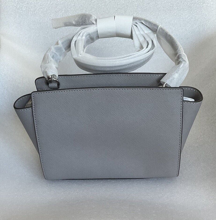 Michael Kors Grey Silver Selma Stud Medium Messenger Bag