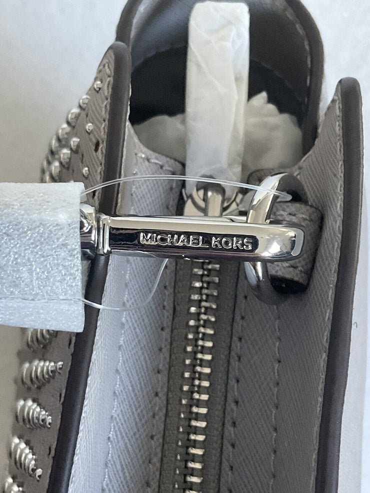 Michael Kors Grey Silver Selma Stud Medium Messenger Bag