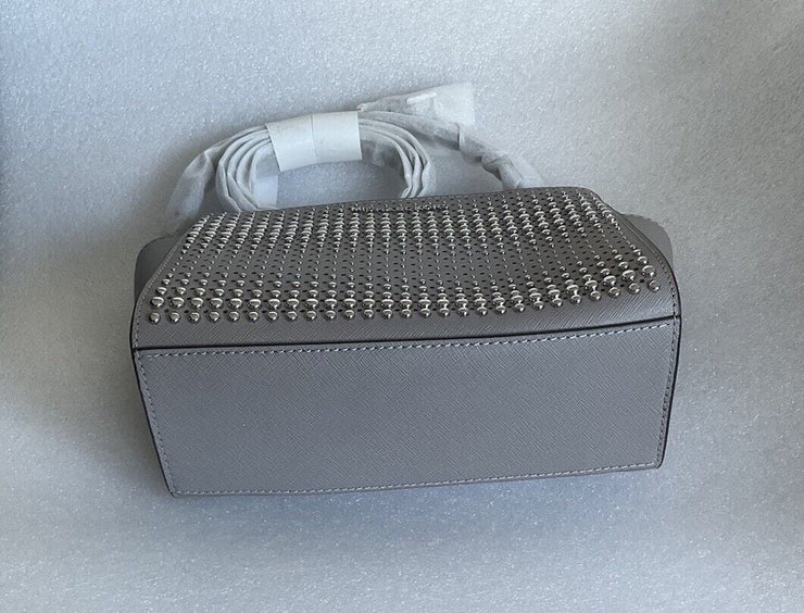 Michael Kors Grey Silver Selma Stud Medium Messenger Bag