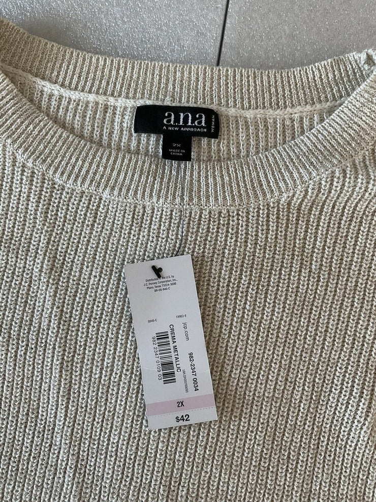 a.n.a Cream Metallic Sweater Size 2X