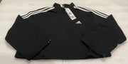 Adidas Women's 3 Stripe Black Quarter Zip Fleece Size L XL